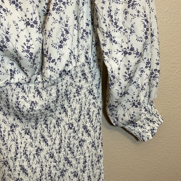 Pink Lily Floral Off Shoulder Maxi Shirred Waist Peasant Dress - Picture 4 of 7